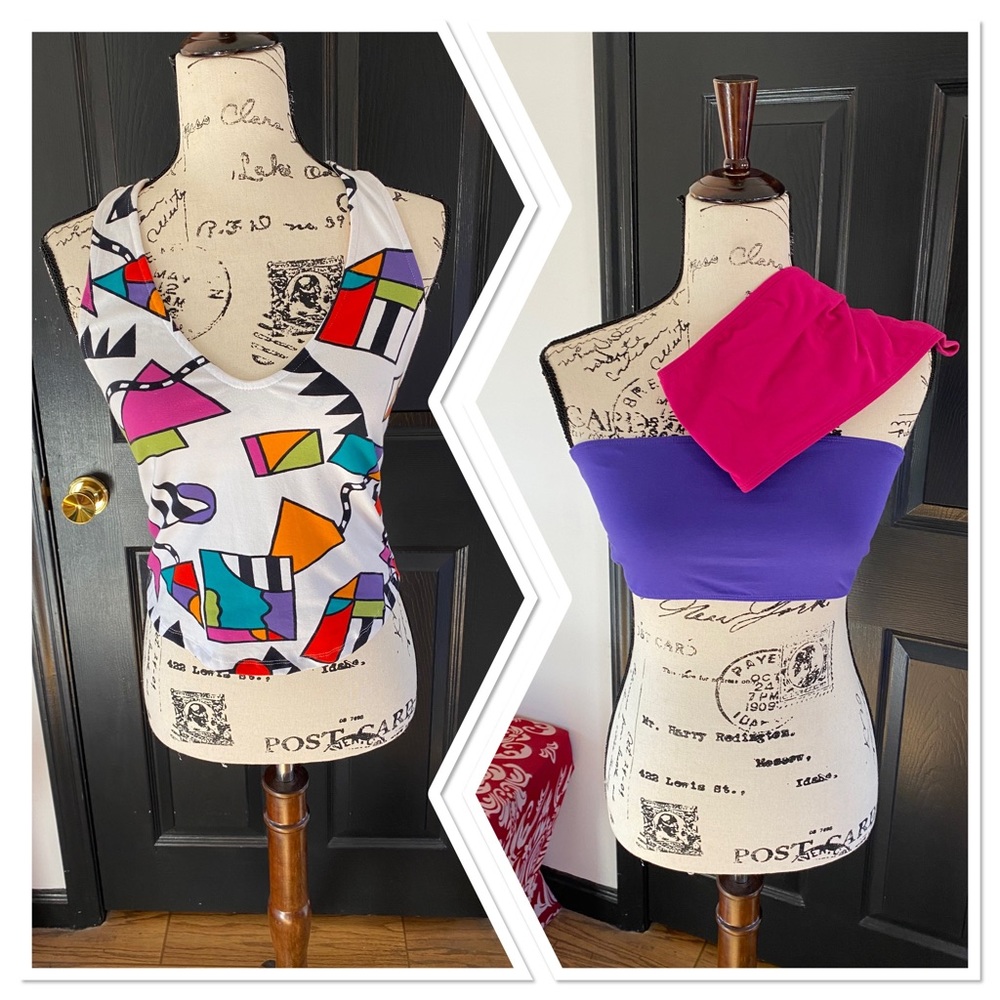 Multicolor T Back Top & Two Bandeau Tops - NWT Size M & L
